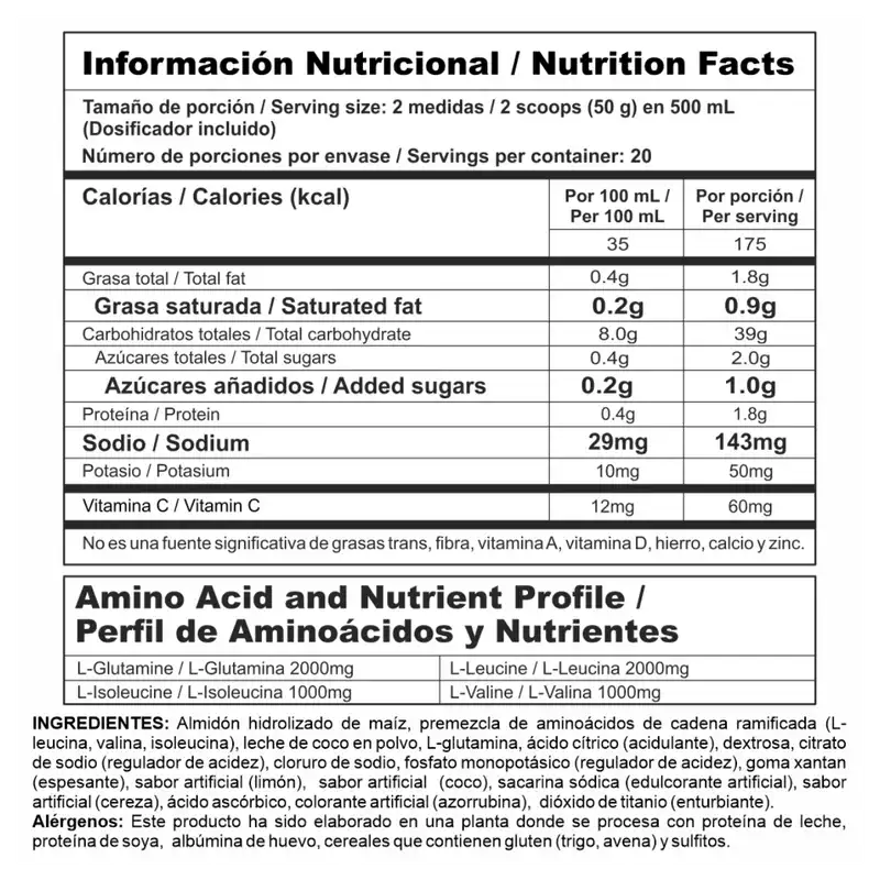 Mega Carbs Limón Cereza - Bcaa + Glutamina